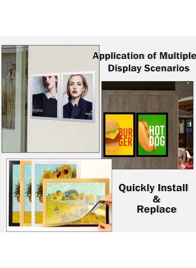 10Pack A4 Self Adhesive Magnetic Display Frame, Magnetic Paper Holder for License, Photos, Documents (Black) - Image 4